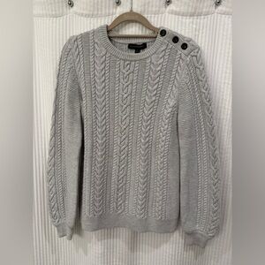 Banana Republic Light Gray Cable Knit Sweater, Size Small